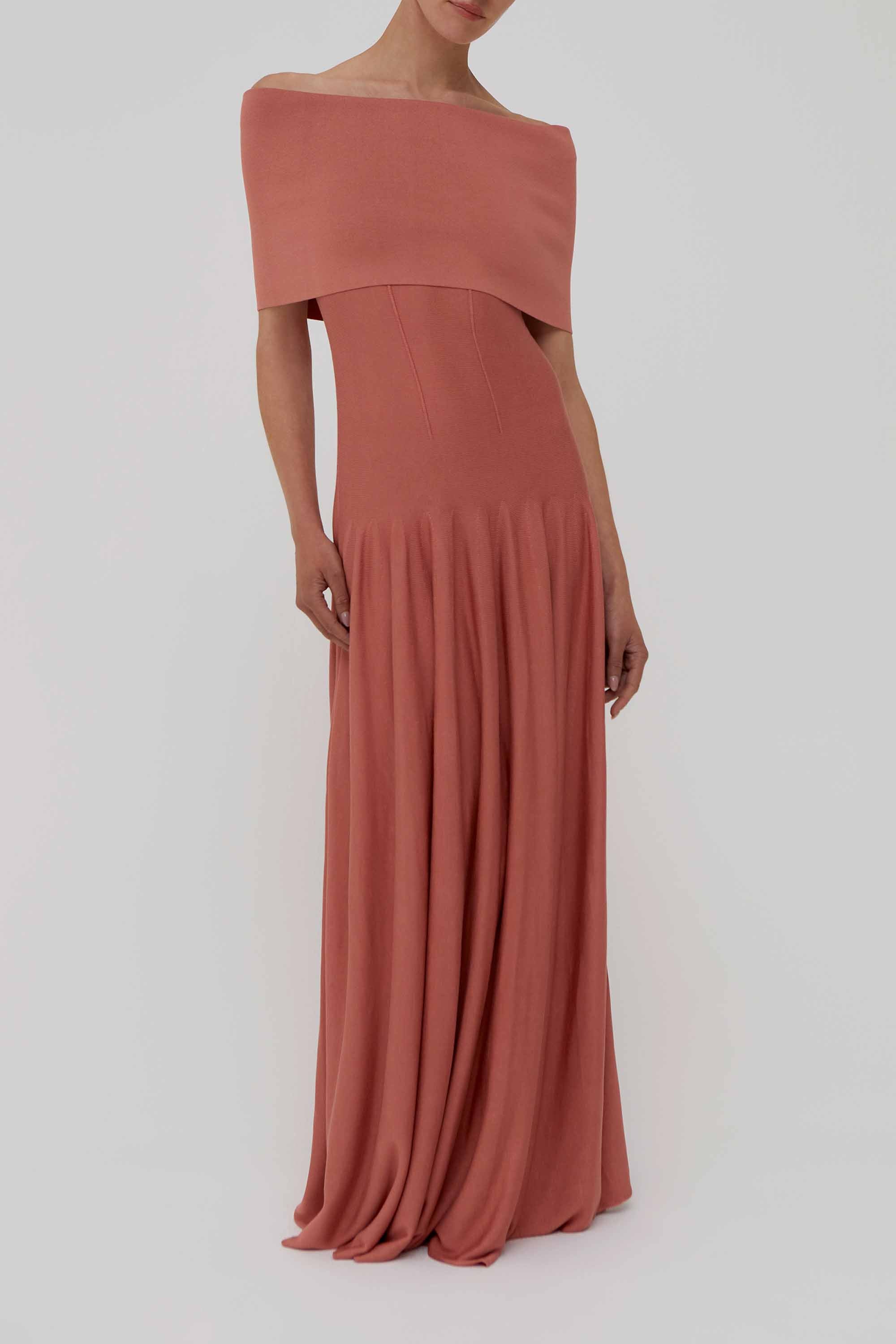 Sera Off-The-Shoulder Silk-Blend Maxi Dress in Rose S Sera Off-The-Shoulder Silk-Blend Maxi Dress in Rose S
