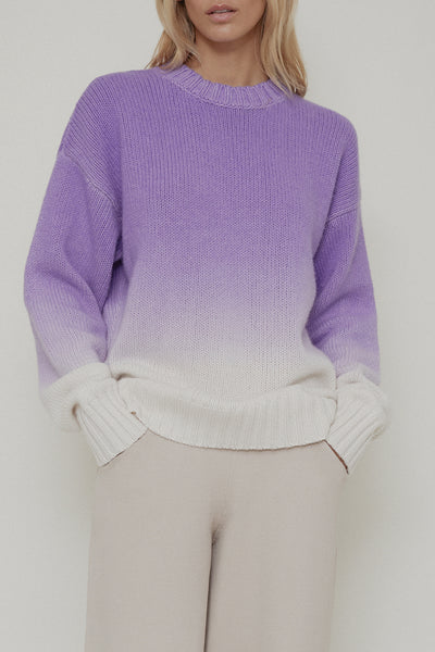 Relaxed Classic Sweater in Lilac and Ivory – Amiya